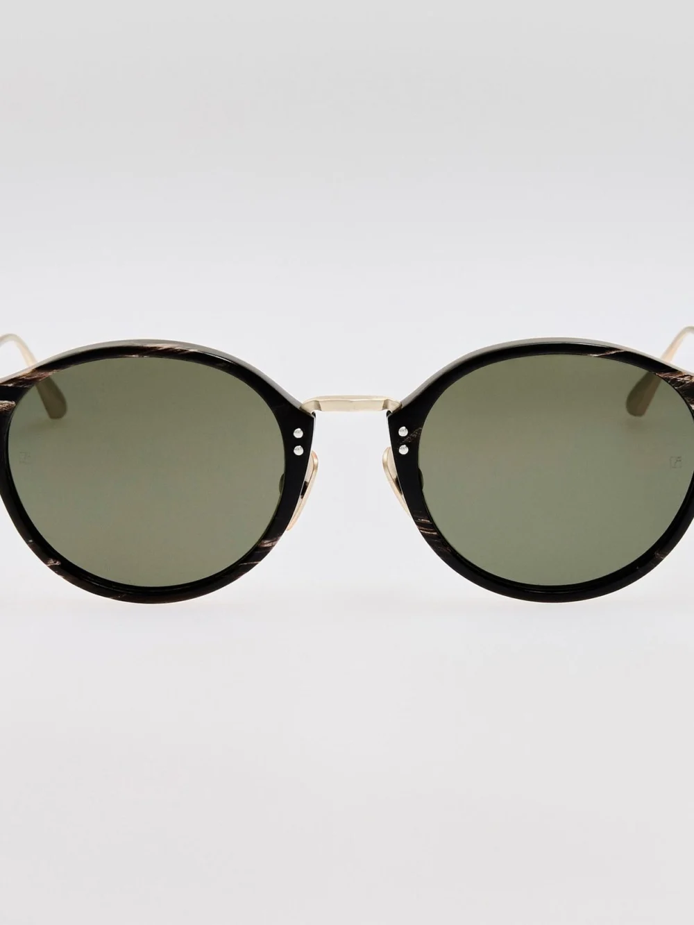 Linda Farrow Marco Oval Sunglasses in buffalo horn and 925 sterling silver