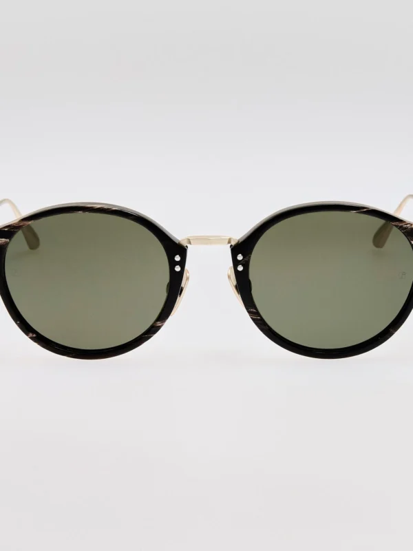 Linda Farrow Marco Oval Sunglasses in Buffalo Horn and 925 Sterling Silver