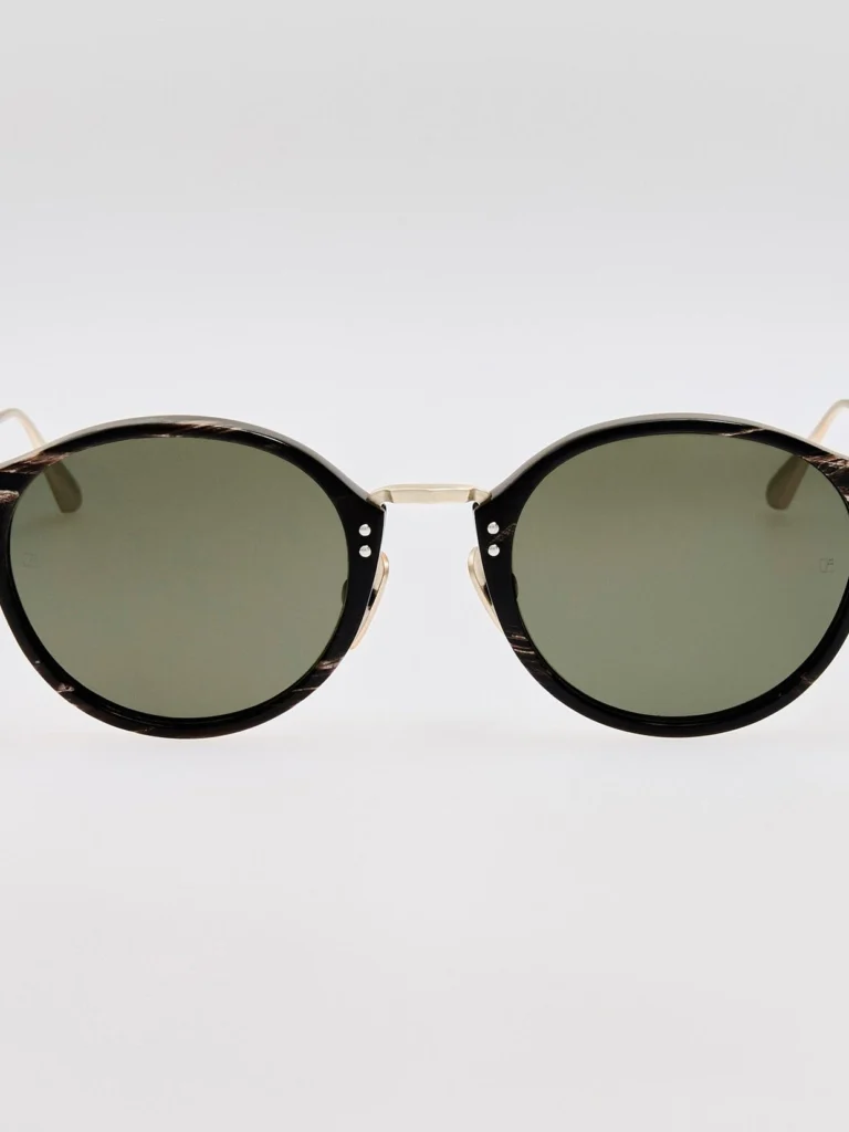Linda Farrow Marco Oval Sunglasses in Buffalo Horn and 925 Sterling Silver