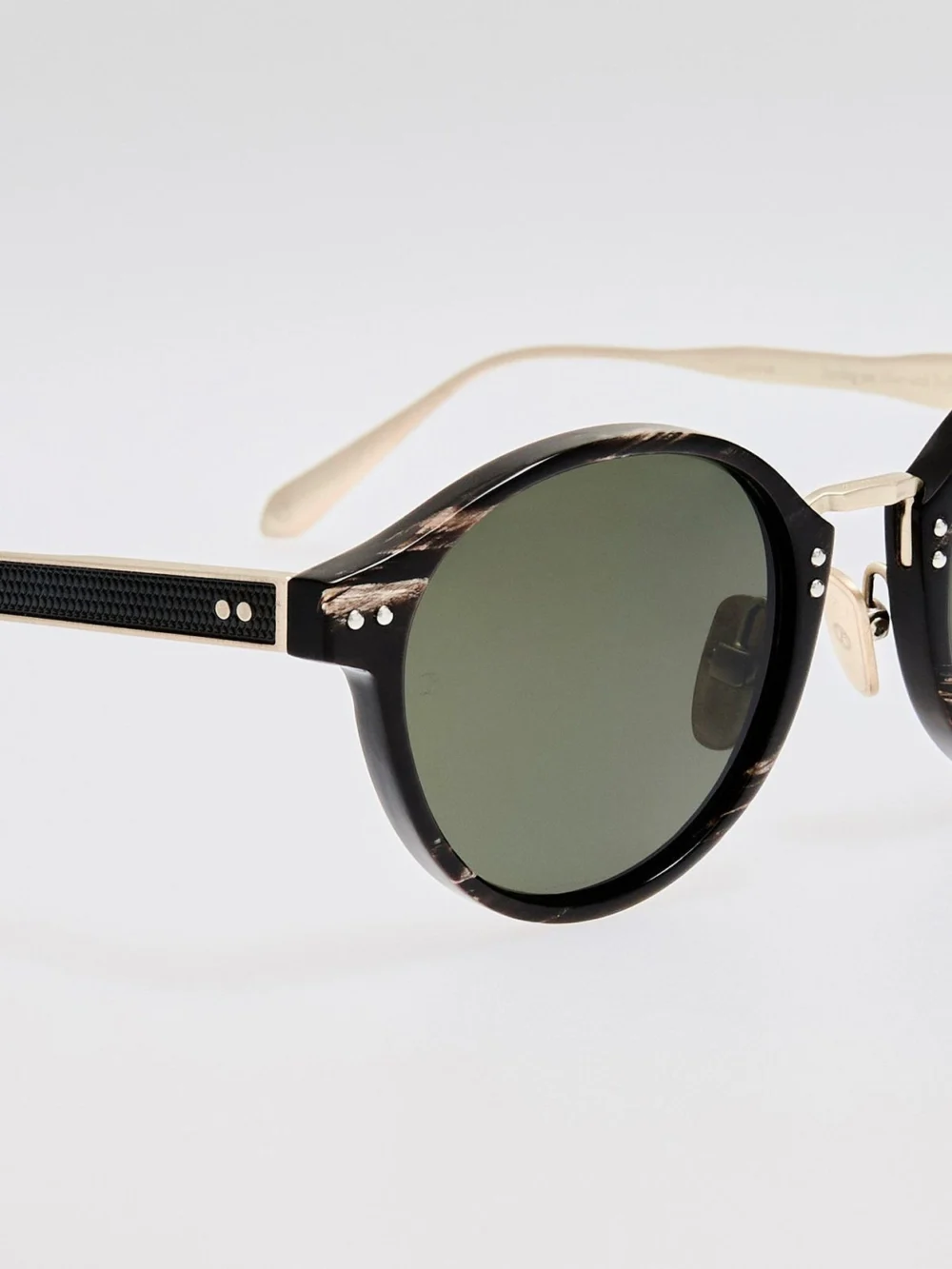 Linda Farrow Marco Oval Sunglasses, buffalo horn and 925 sterling silver, view 5