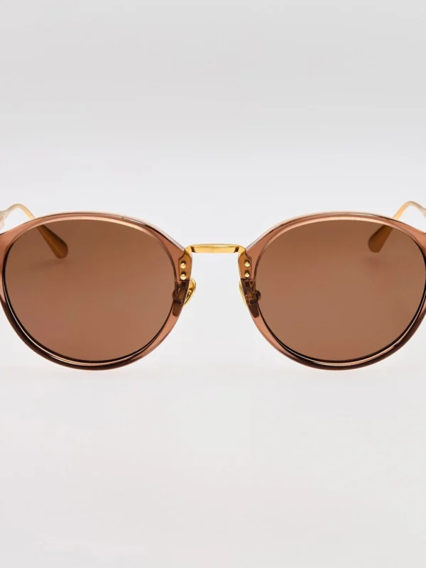 Linda Farrow Marco Sunglasses in 22K Gold and Brown