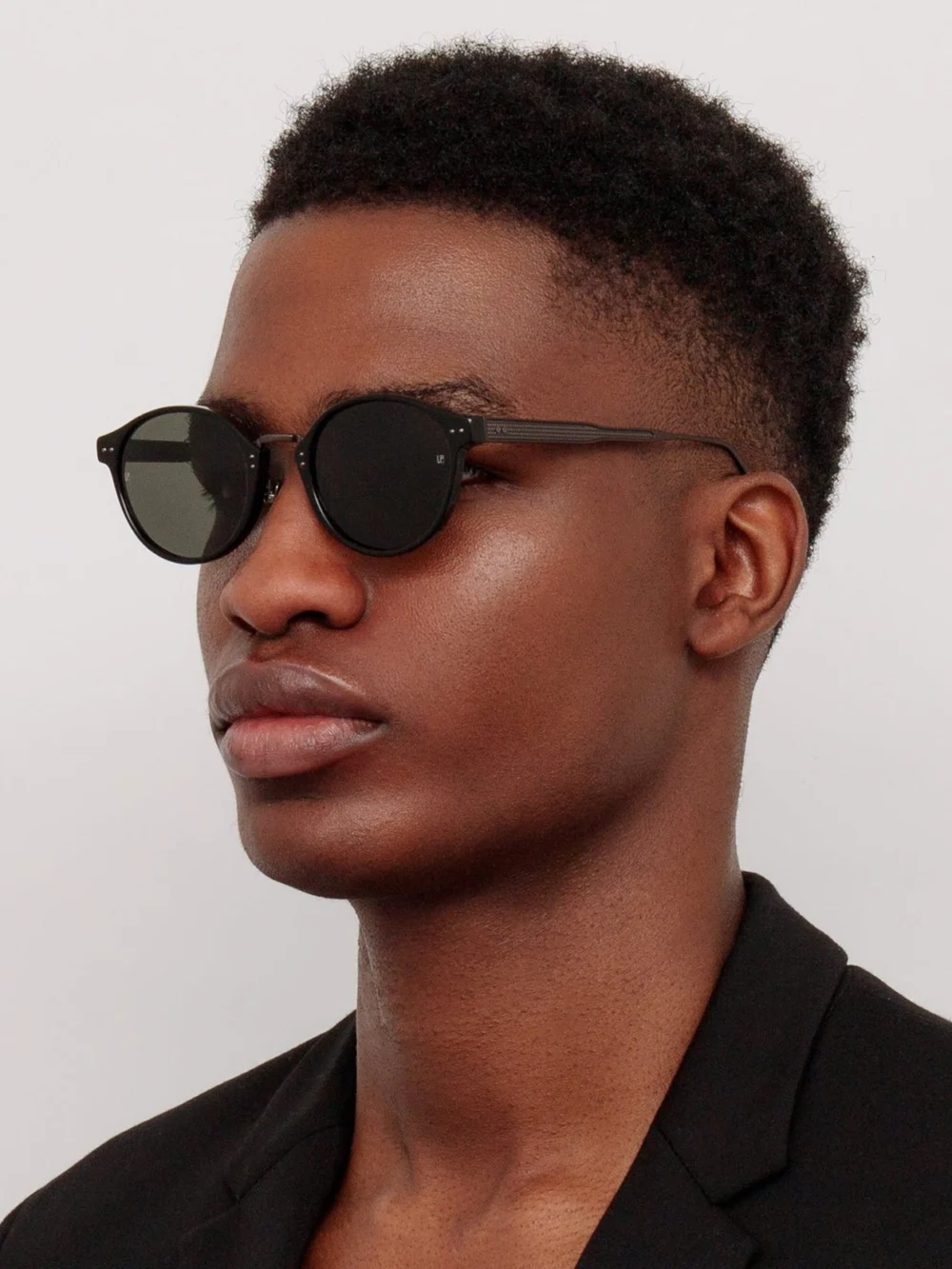 Linda Farrow Marco Sunglasses, black matt nickel, view 4