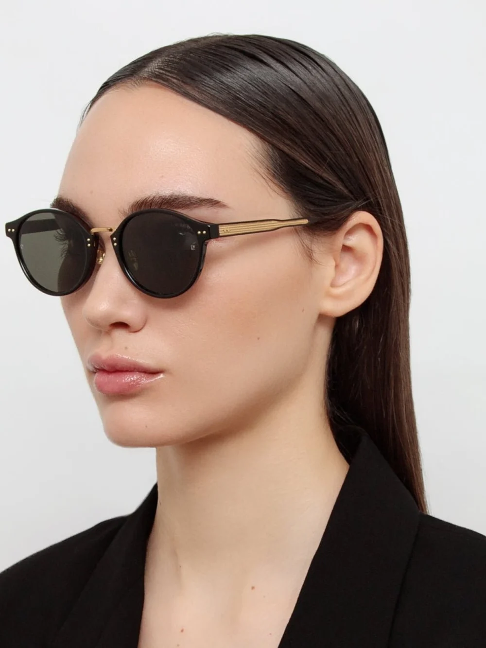 Linda Farrow Marco Sunglasses, black, view 3