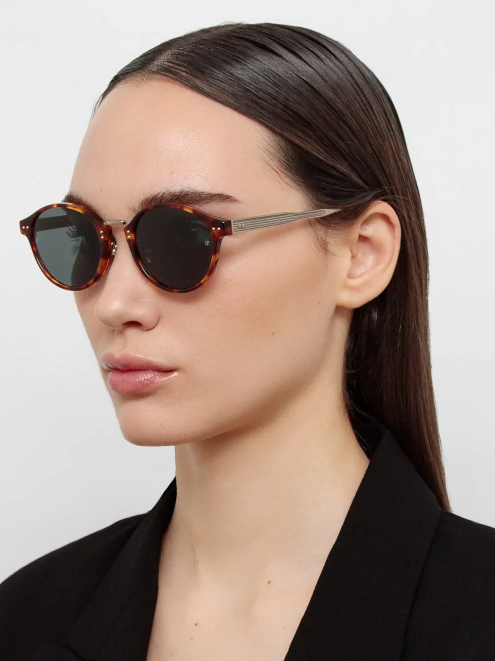 Linda Farrow Marco Sunglasses, dark tortoiseshell, view 3
