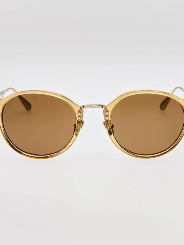 Linda Farrow Marco Sunglasses in Khaki and 22K Gold