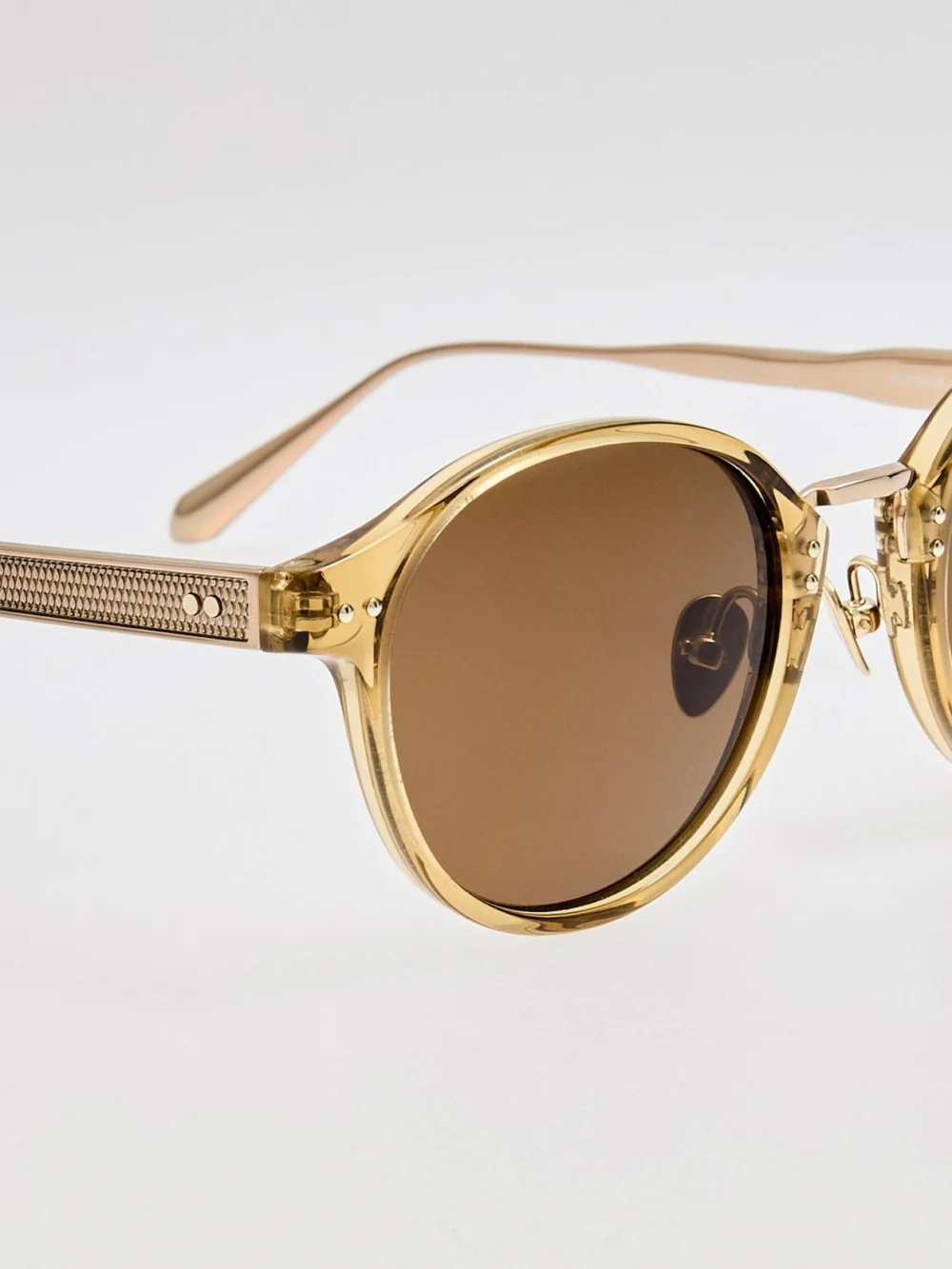 Linda Farrow Marco Sunglasses, khaki and 22k gold, view 5