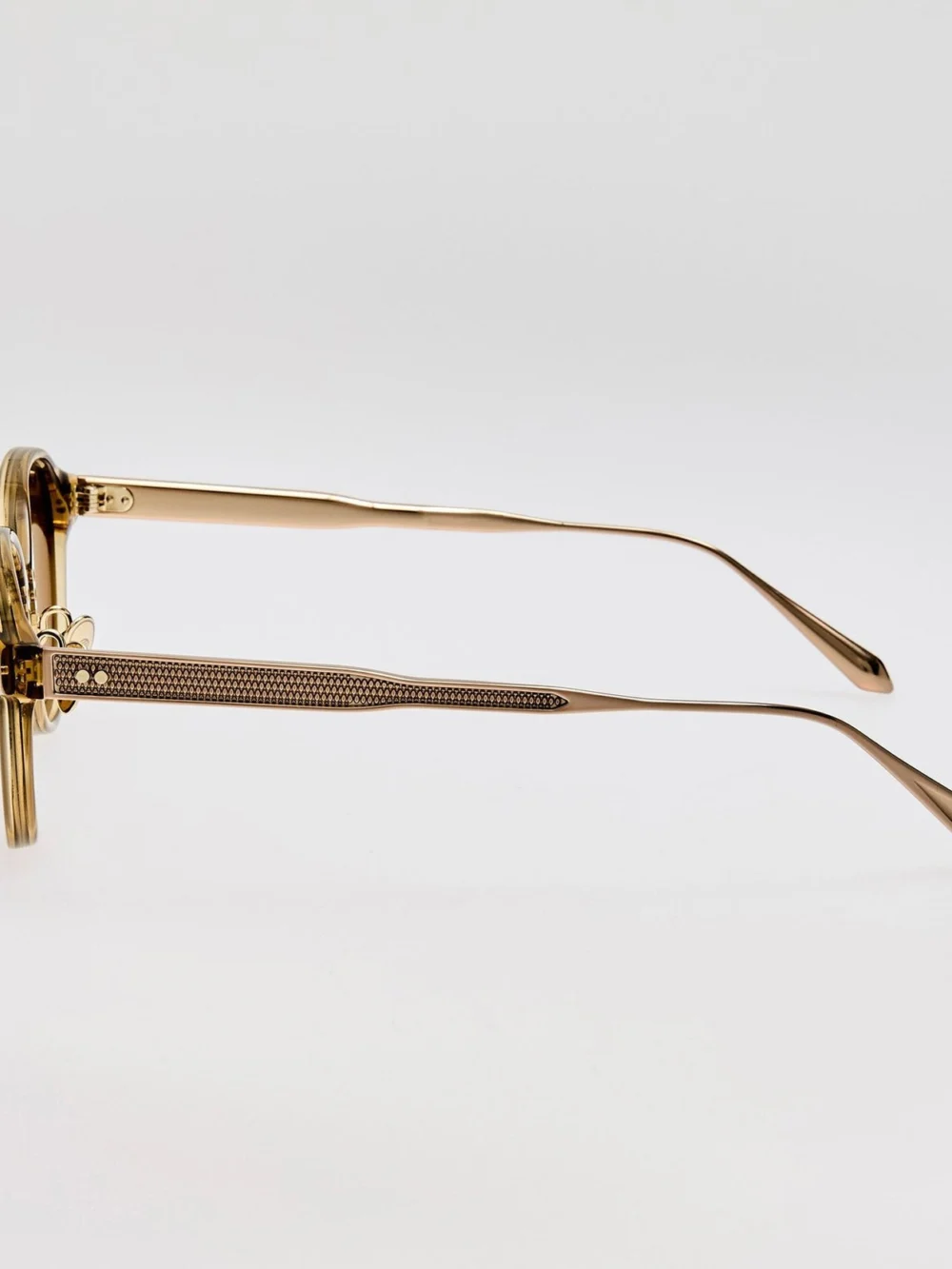 Linda Farrow Marco Sunglasses, khaki and 22k gold, view 6