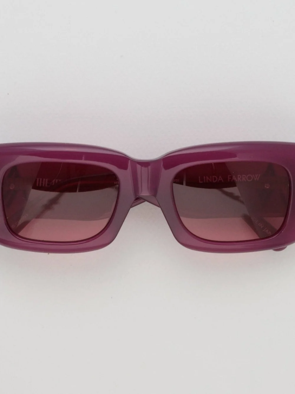Linda Farrow Marfa Rectangular Sunglasses in burgundy