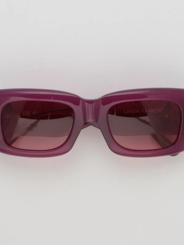 Linda Farrow Marfa Rectangular Sunglasses in Burgundy