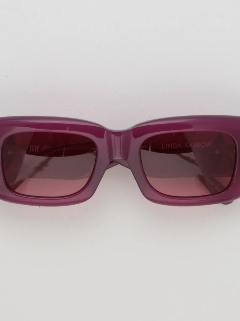 Linda Farrow Marfa Rectangular Sunglasses in Burgundy