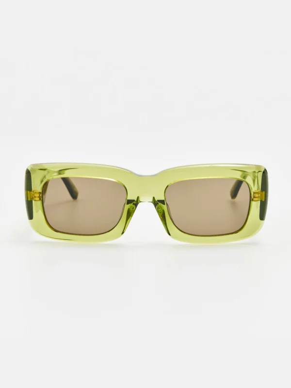 Linda Farrow Marfa Rectangular Sunglasses in Green