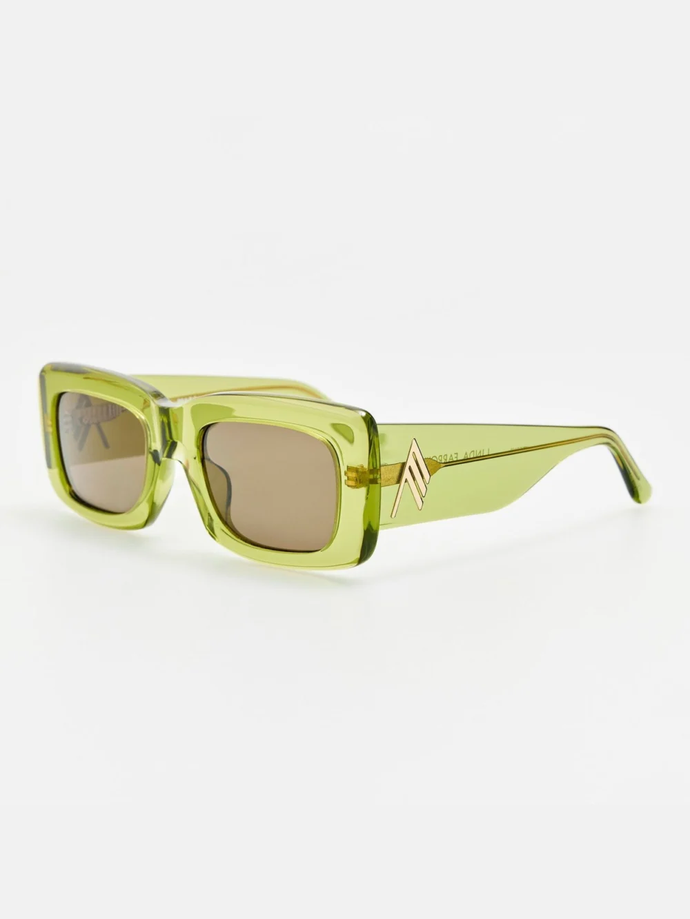 Linda Farrow Marfa Rectangular Sunglasses, green, view 2