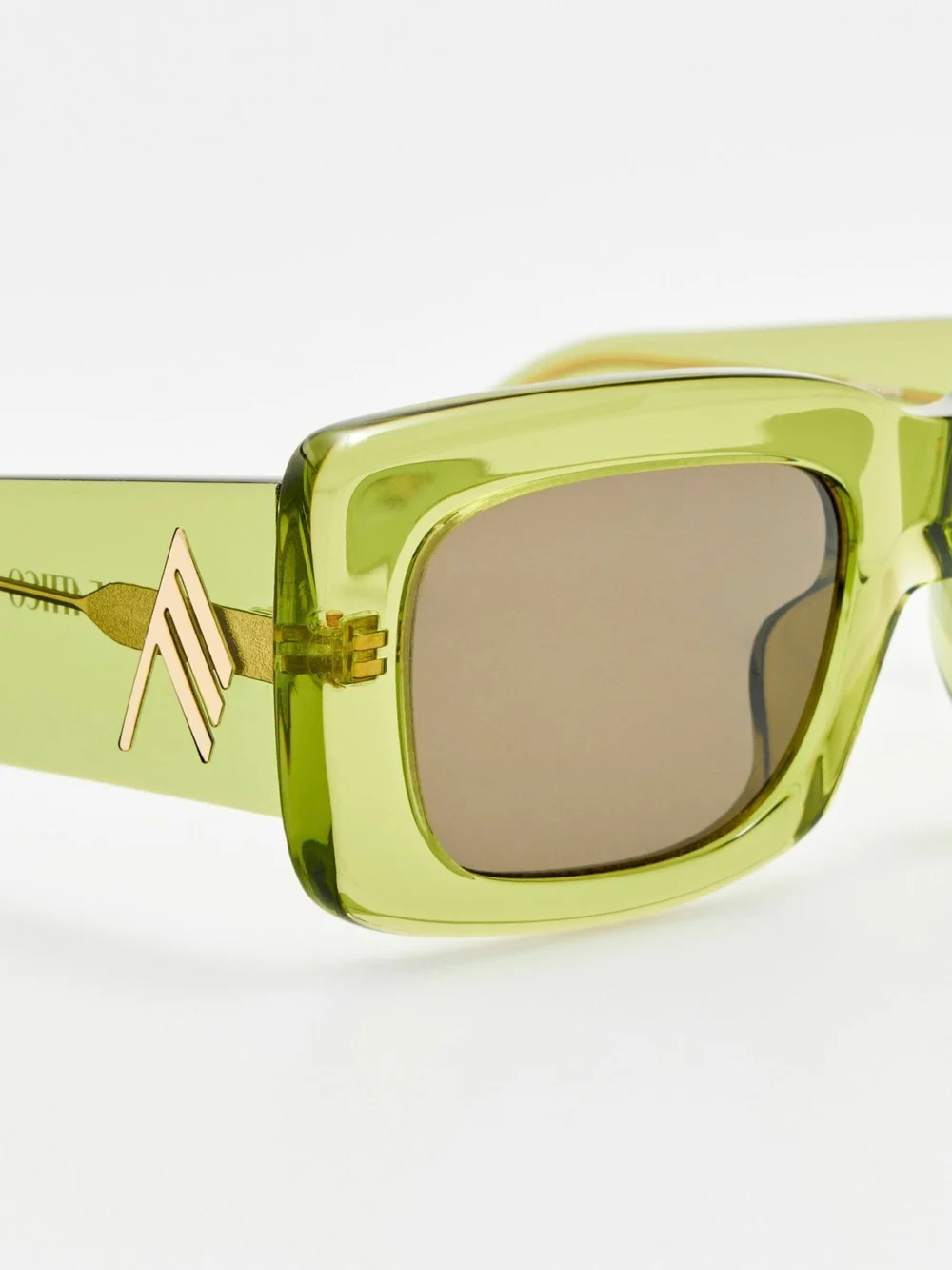 Linda Farrow Marfa Rectangular Sunglasses, green, view 3