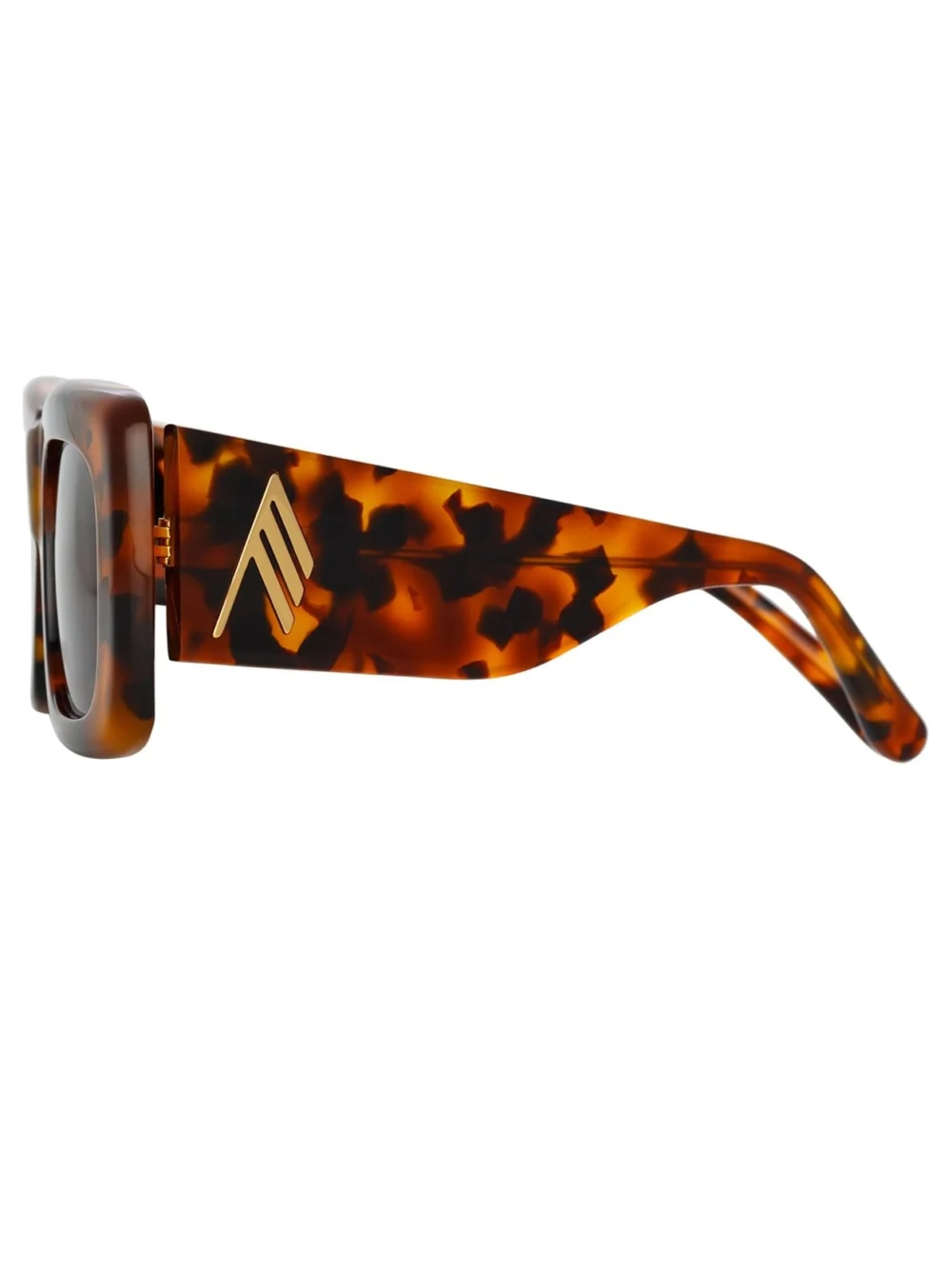 Linda Farrow Marfa Rectangular Sunglasses, tortoiseshell and blue lenses, view 2