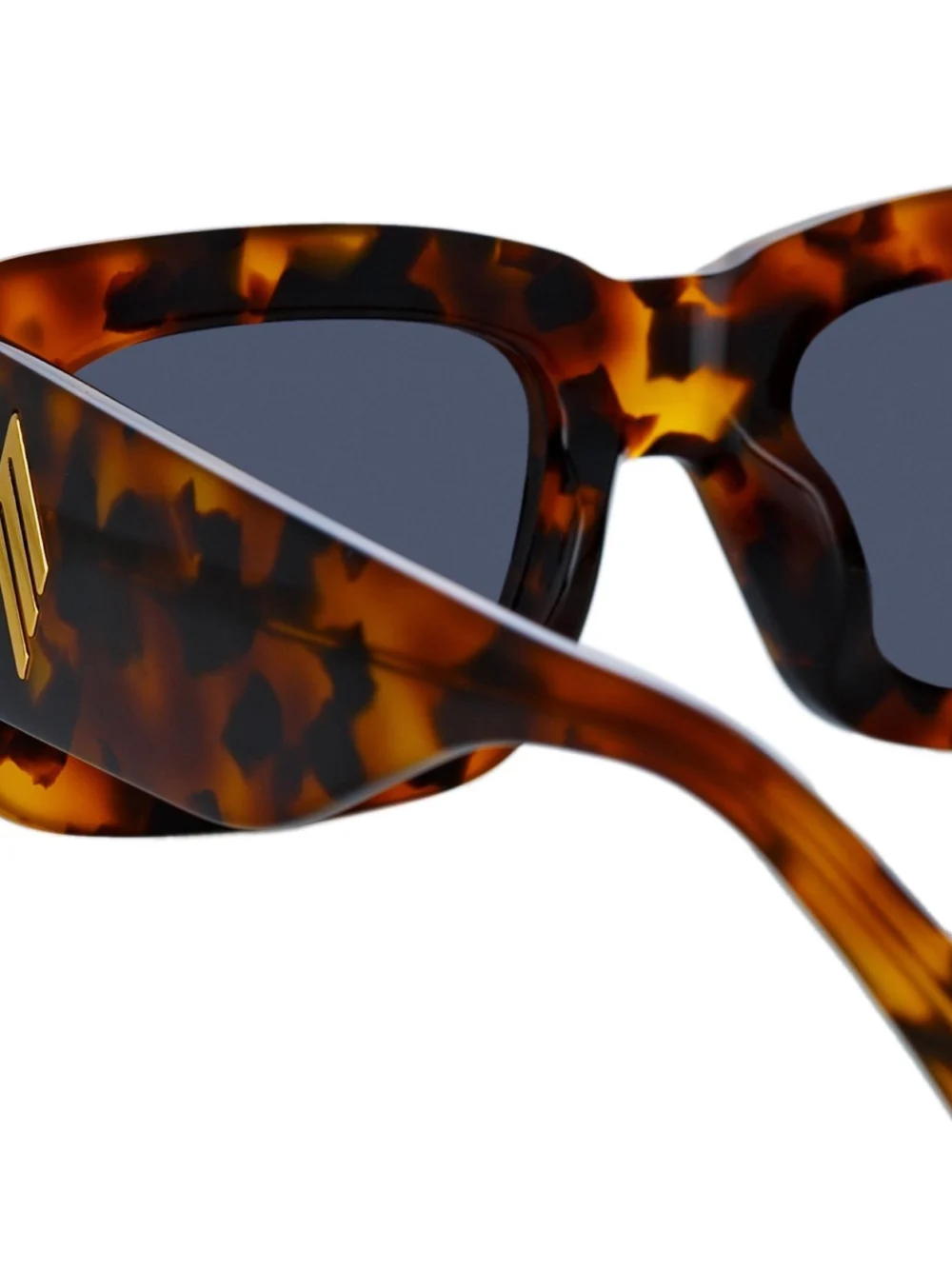 Linda Farrow Marfa Rectangular Sunglasses, tortoiseshell and blue lenses, view 5