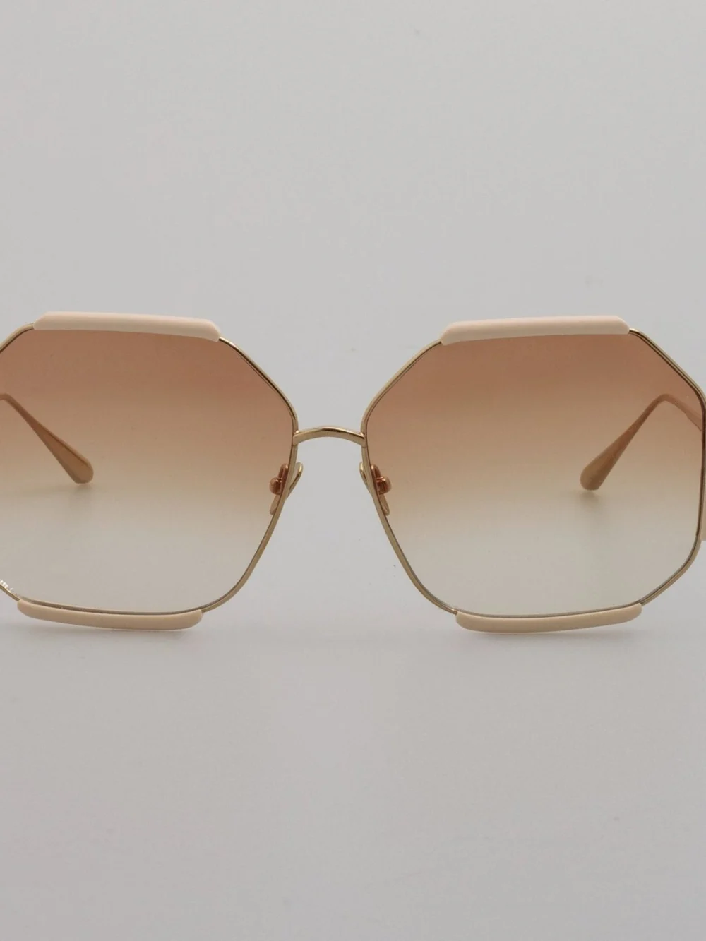 Linda Farrow Margot Sunglasses in 22k gold and cream