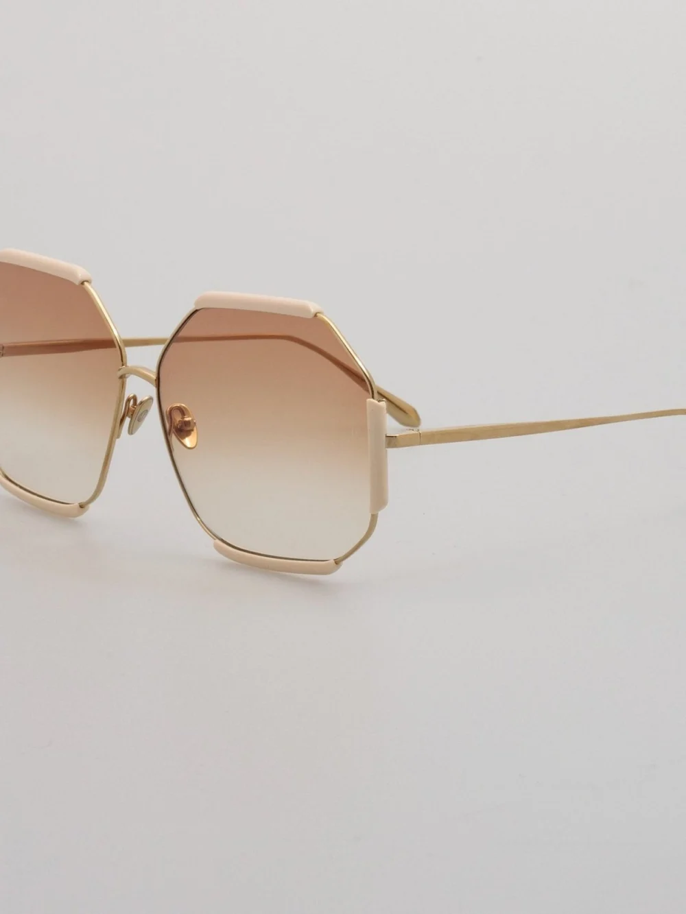Linda Farrow Margot Sunglasses, 22k gold and cream, view 2