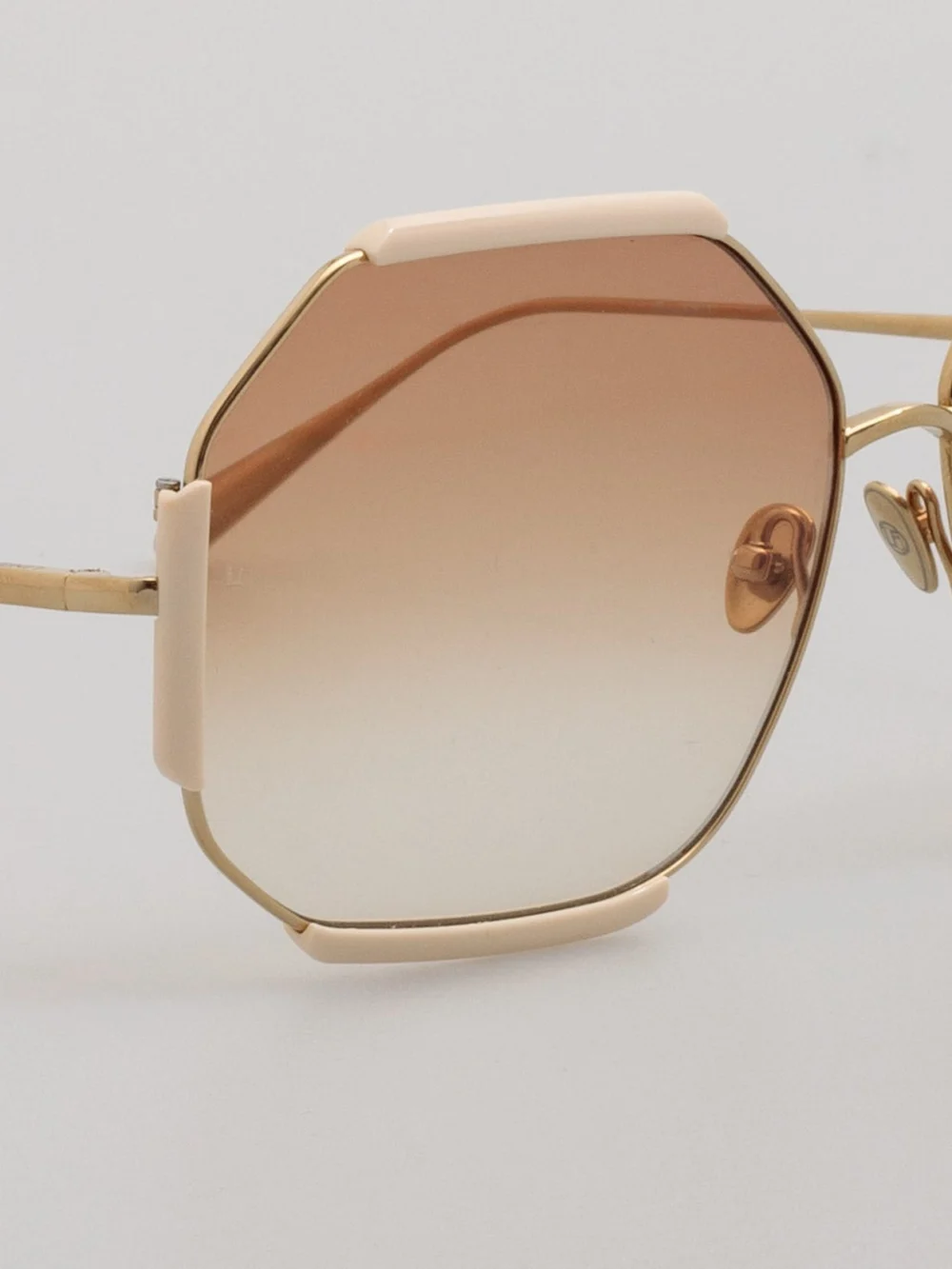 Linda Farrow Margot Sunglasses, 22k gold and cream, view 3