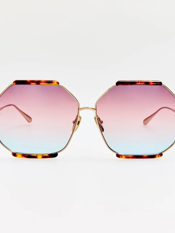 Linda Farrow Margot Sunglasses in 22K Gold and Dusk