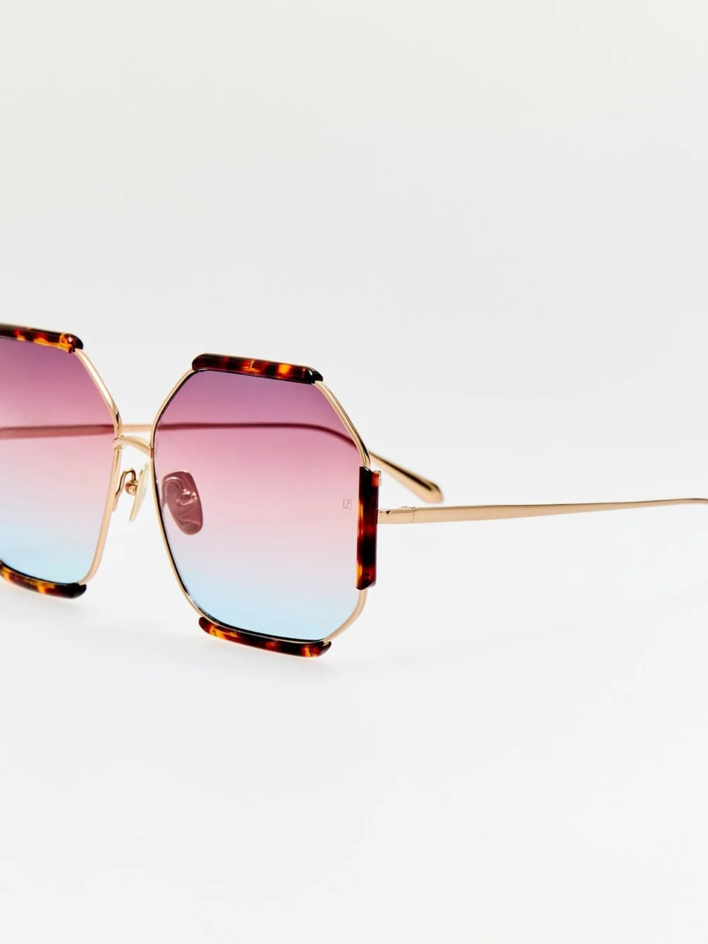 Linda Farrow Margot Sunglasses, 22k gold and dusk, view 2