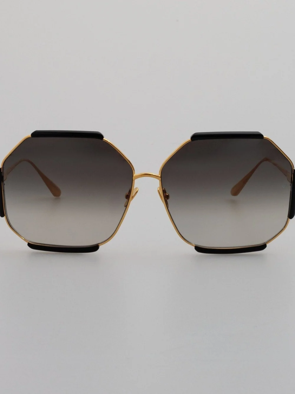 Linda Farrow Margot Sunglasses in 22k gold and grey