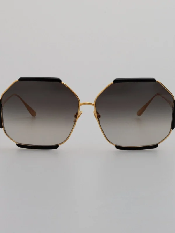 Linda Farrow Margot Sunglasses in 22K Gold and Grey