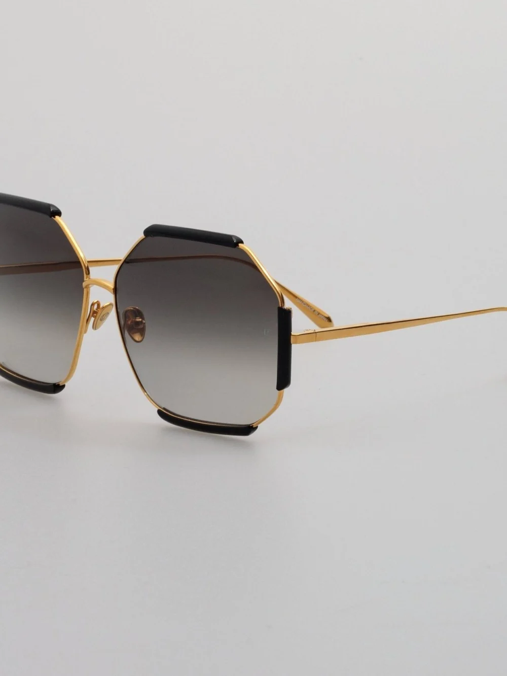 Linda Farrow Margot Sunglasses, 22k gold and grey, view 2