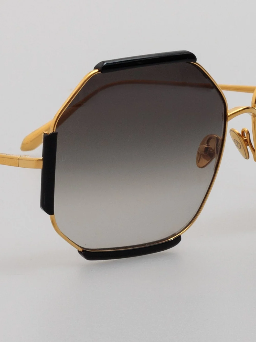 Linda Farrow Margot Sunglasses, 22k gold and grey, view 3