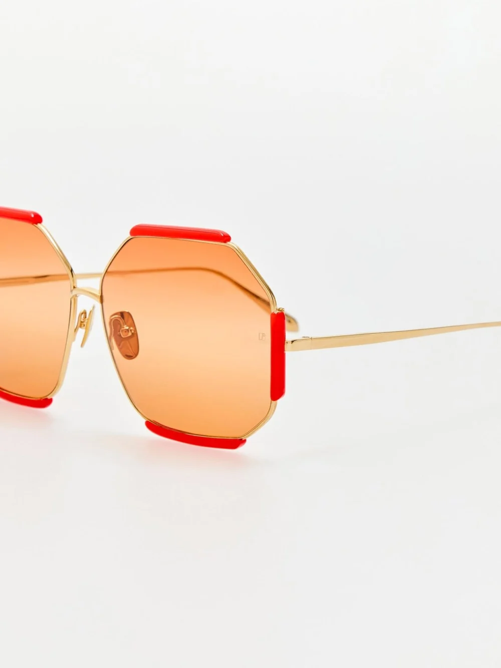 Linda Farrow Margot Sunglasses, 22k gold and terracotta, view 2