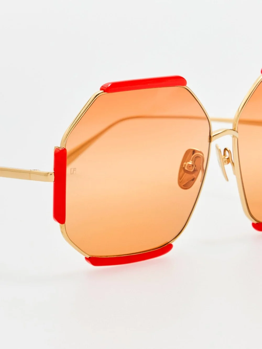 Linda Farrow Margot Sunglasses, 22k gold and terracotta, view 4
