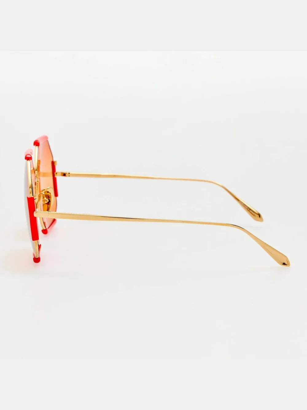 Linda Farrow Margot Sunglasses, 22k gold and terracotta, view 5