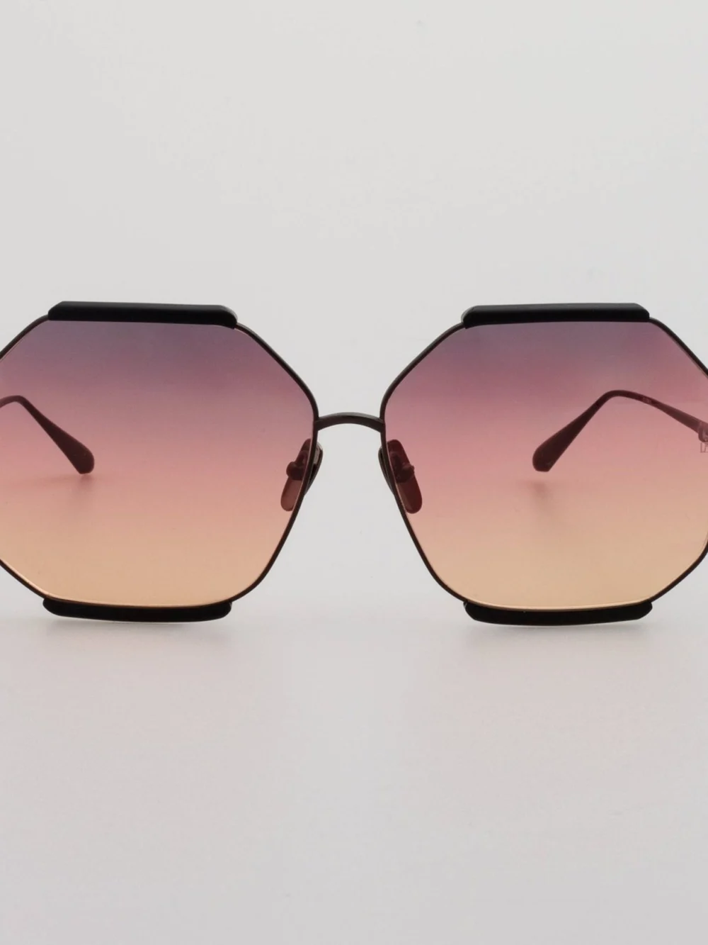 Linda Farrow Margot Sunglasses in black matt nickel and sunset lenses