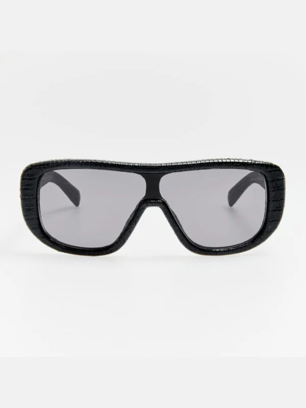 Linda Farrow Masco Sunglasses in Black Lizard