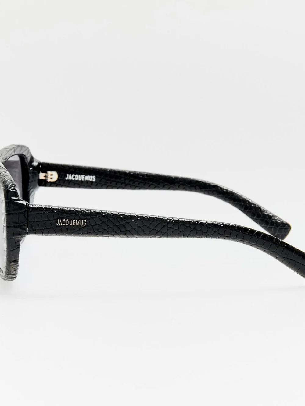 Linda Farrow Masco Sunglasses, black lizard, view 5