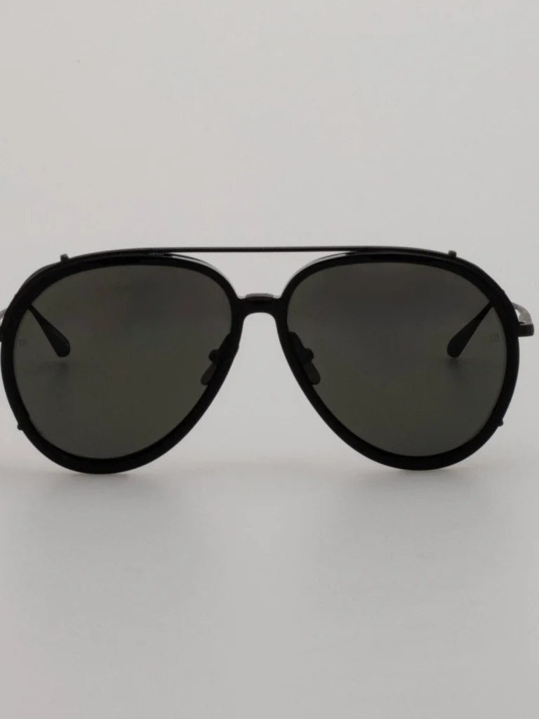 Linda Farrow Maverick Sunglasses in Black Matt Nickel