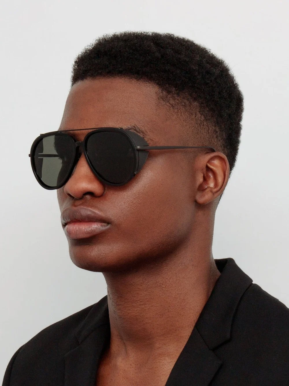 Linda Farrow Maverick Sunglasses, black matt nickel, view 4