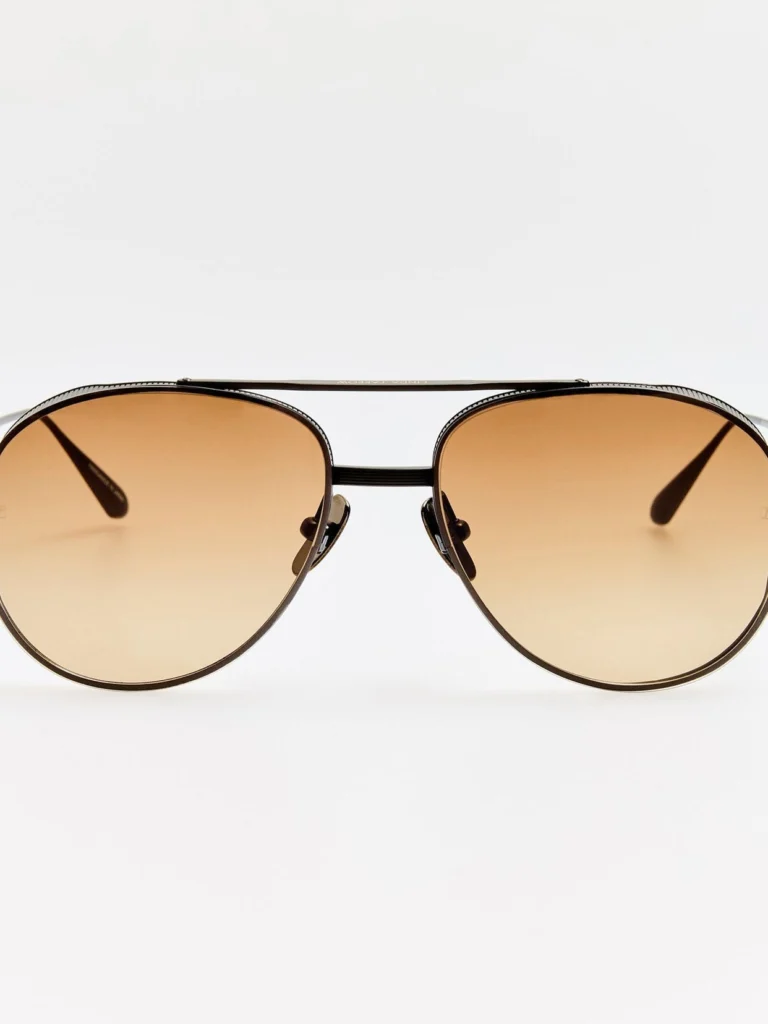 Linda Farrow Meret Sunglasses in Matt Nickel and Mocha