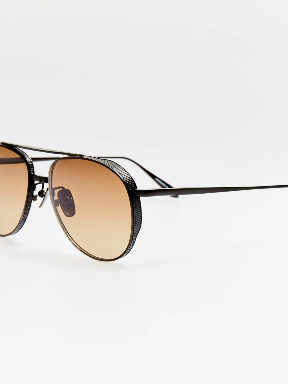 Linda Farrow Meret Sunglasses, matt nickel and mocha, view 2