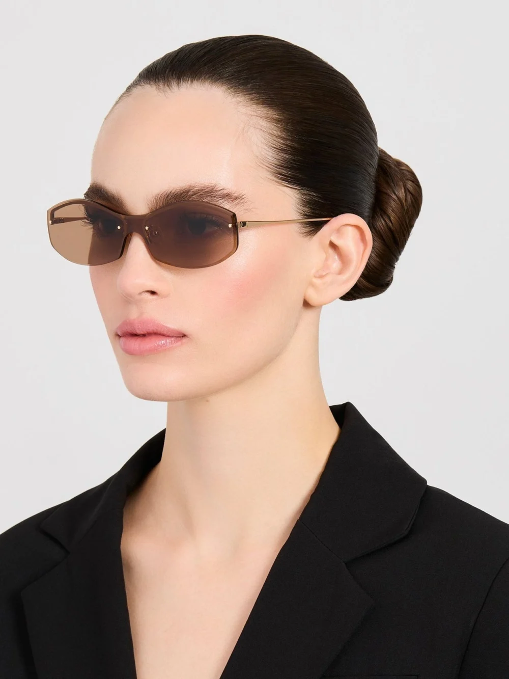 Linda Farrow Miami Sunglasses, gold and brown, view 3