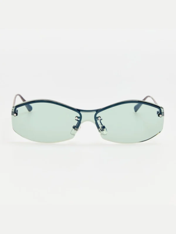 Linda Farrow Miami Sunglasses in Nickel and Mint