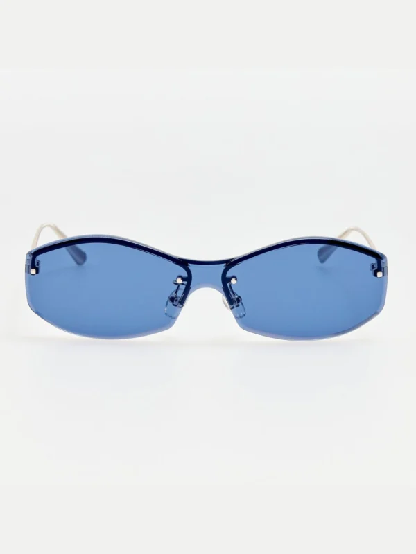 Linda Farrow Miami Sunglasses in Silver and Blue