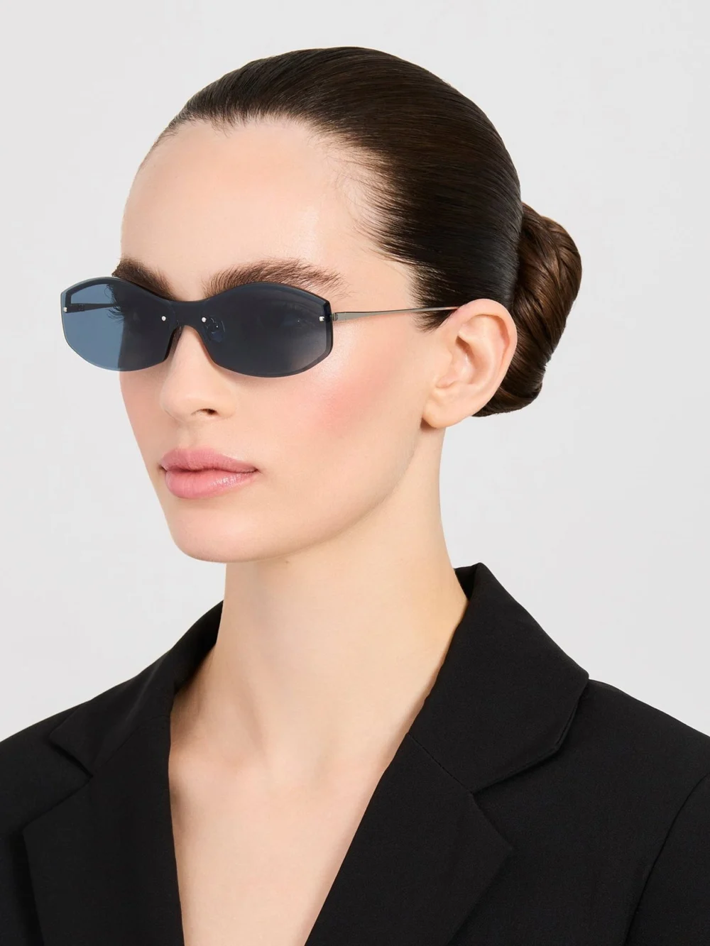 Linda Farrow Miami Sunglasses, silver and blue, view 3