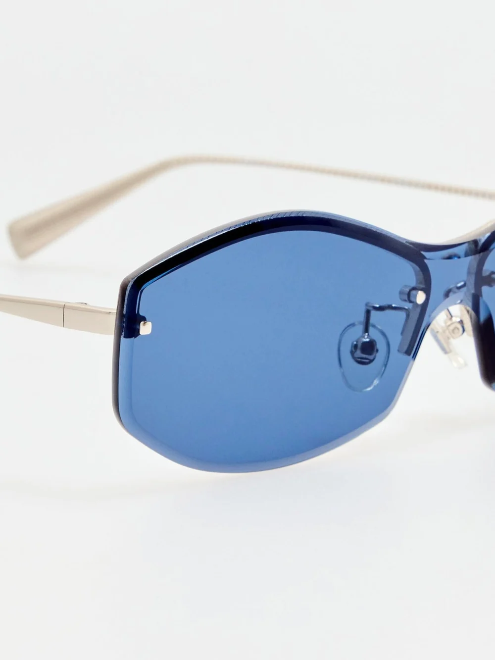 Linda Farrow Miami Sunglasses, silver and blue, view 5