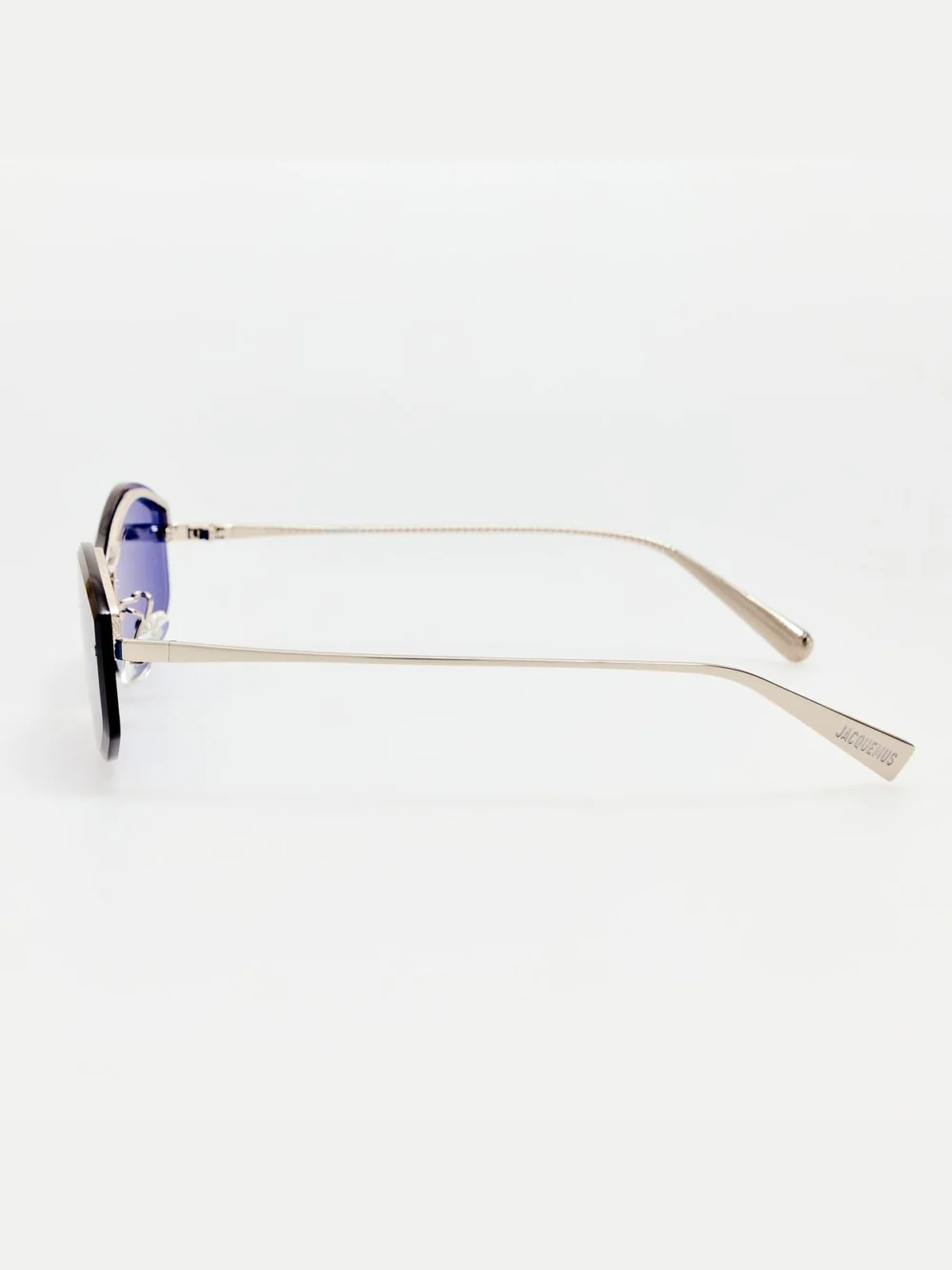 Linda Farrow Miami Sunglasses, silver and blue, view 6