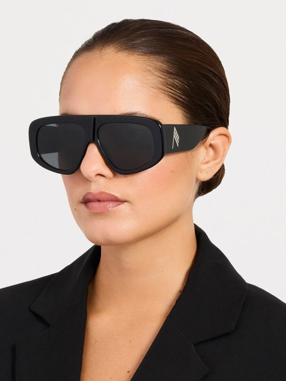 Linda Farrow Milano Oversized Sunglasses, black, view 3