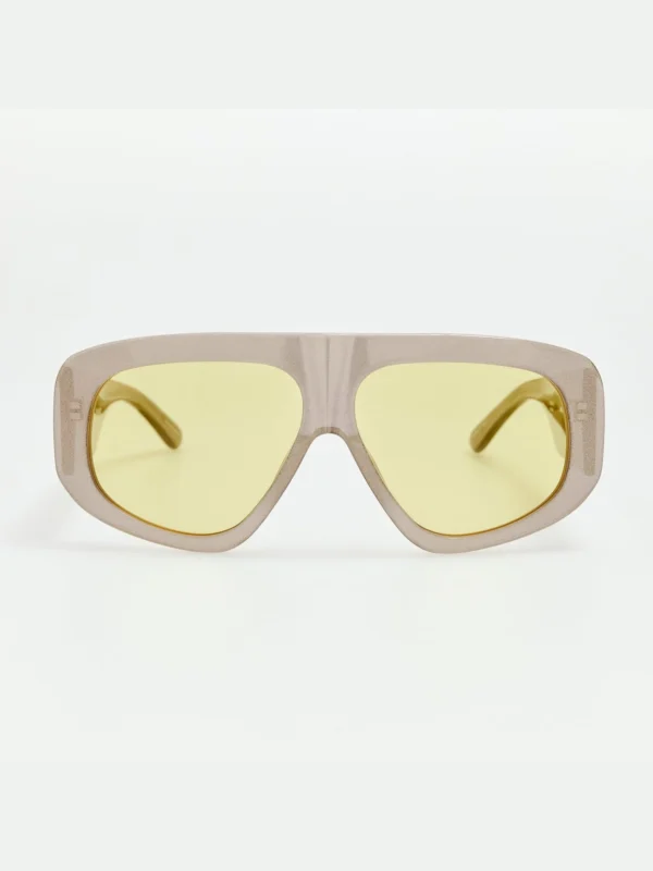 Linda Farrow Milano Sunglasses in Silver Glitter and Yellow