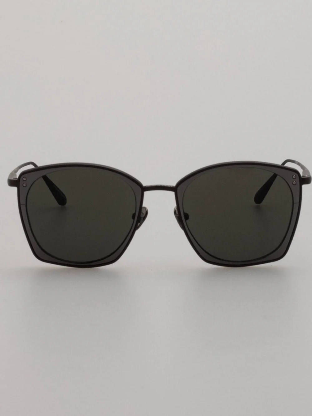 Linda Farrow Milo Square Sunglasses in matt black nickel