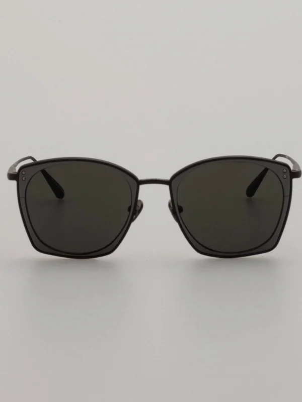 Linda Farrow Milo Square Sunglasses in Matt Black Nickel