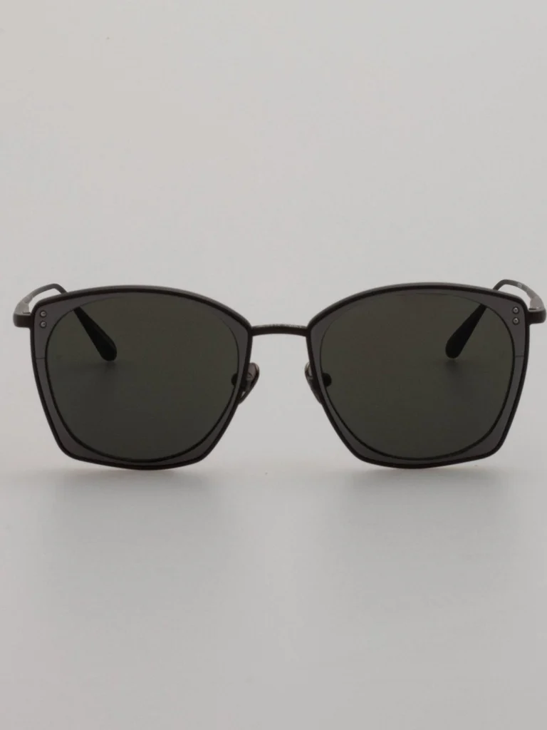Linda Farrow Milo Square Sunglasses in Matt Black Nickel