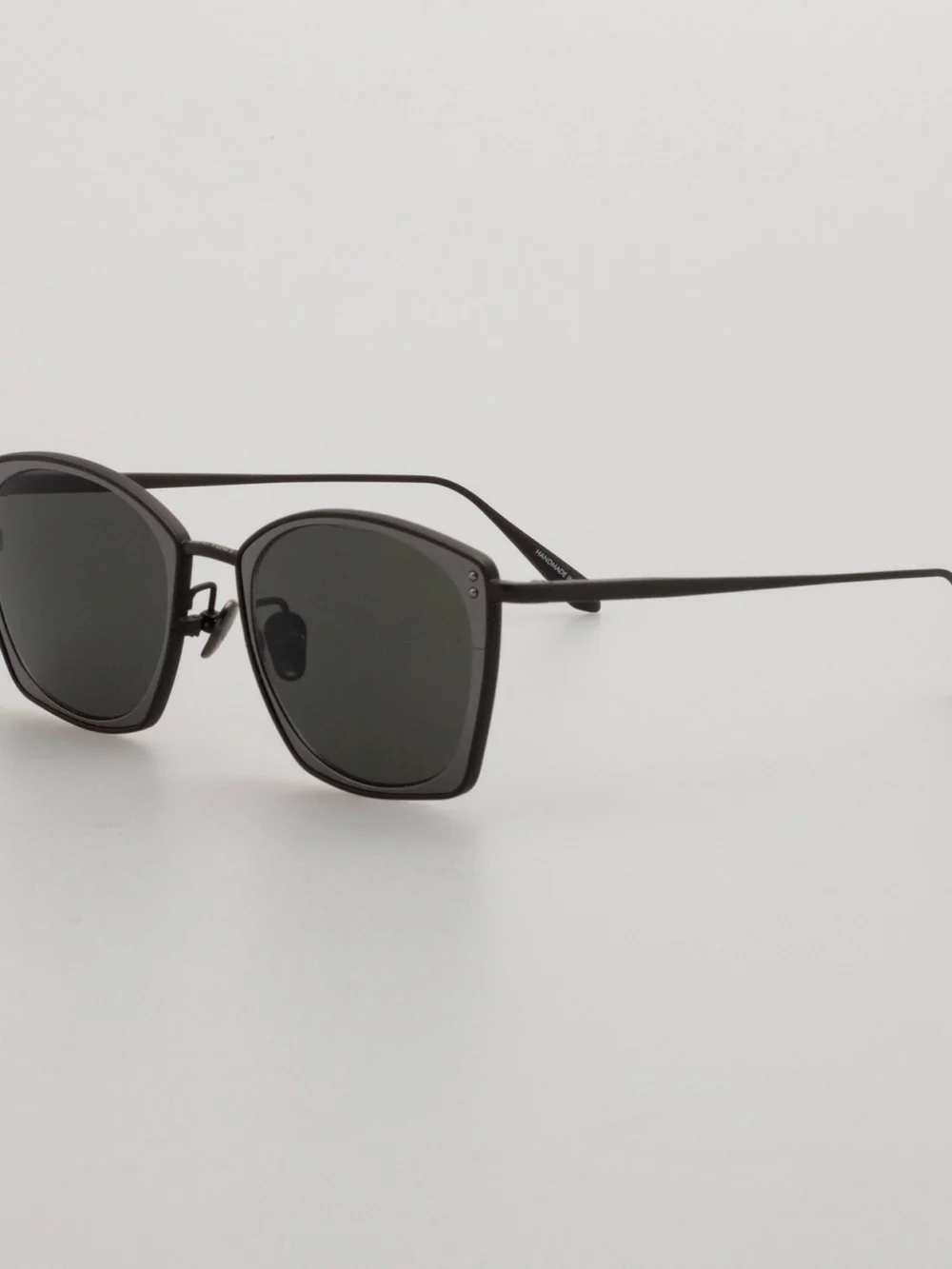 Linda Farrow Milo Square Sunglasses, matt black nickel, view 2